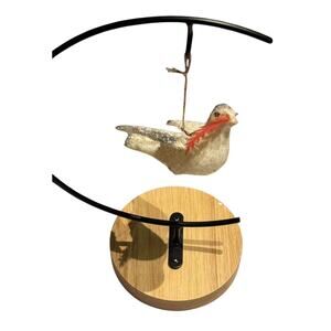 Glitter Dove Christmas Holiday Tree Ornaments (6) White Silver VTG Hard Plastic